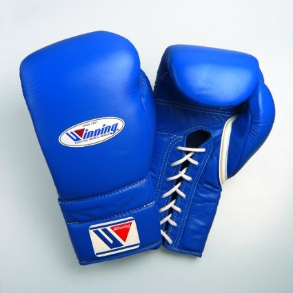 Winning Boxing Gloves in Blue Lace